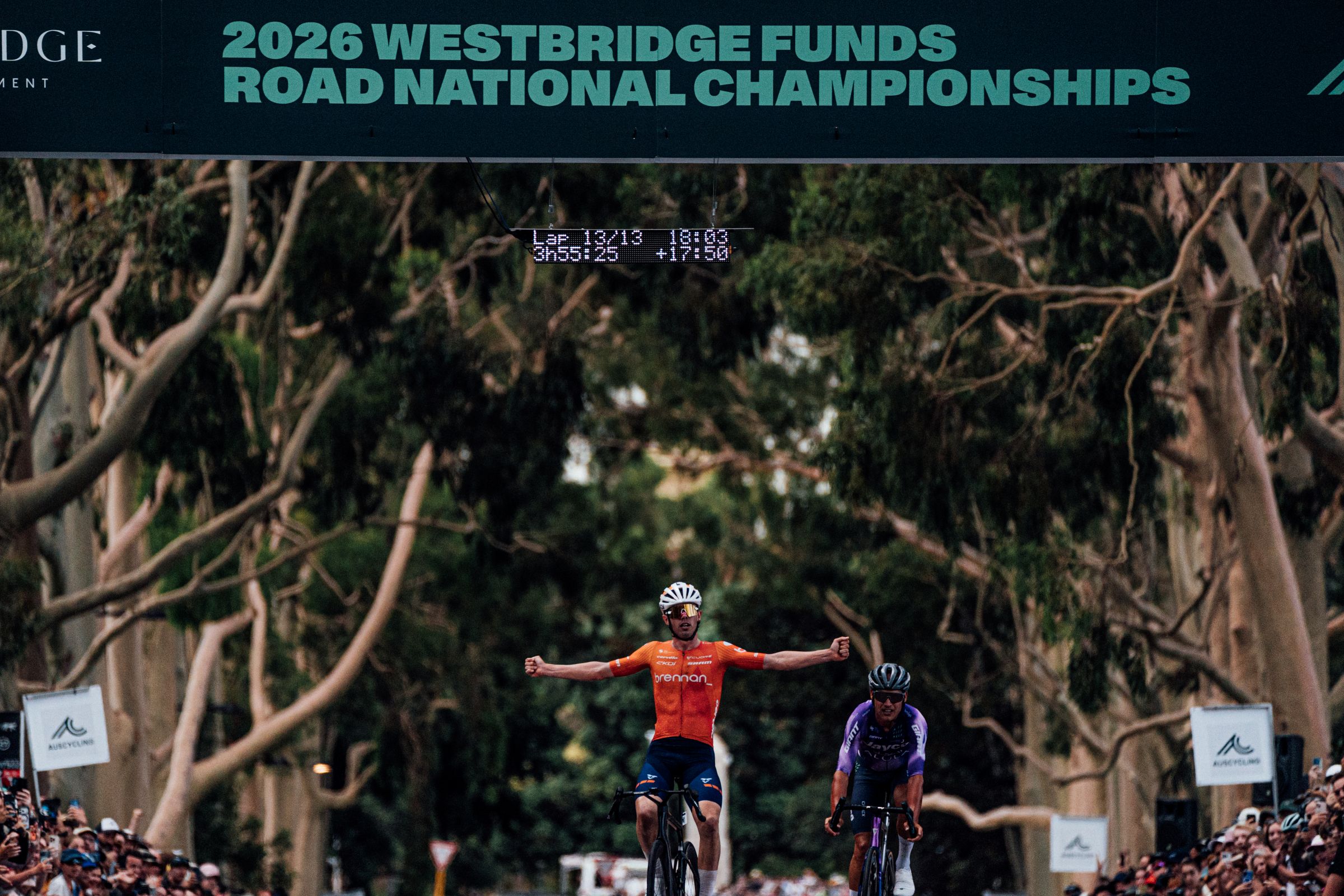 Patrick Eddy wins the elite men road race at the Westbridge Funds Road National Championships in Perth.